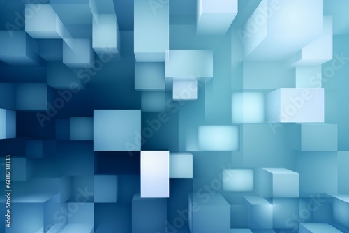 Abstract blue background with rectangle patterns, Generative ai