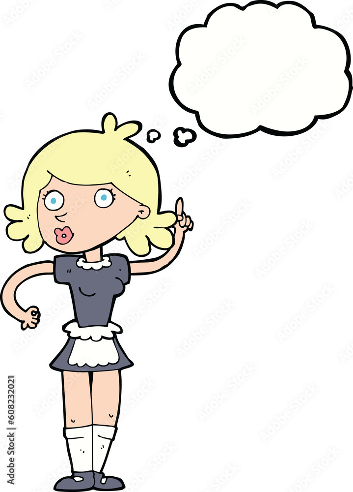 cartoon surprised maid with thought bubble cartoon surprised maid with thought bubble