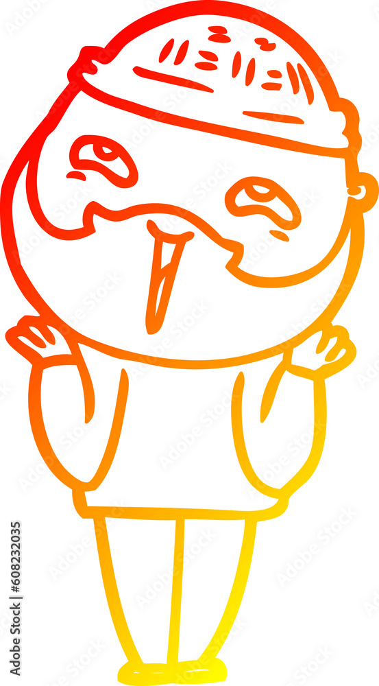 Fototapeta premium warm gradient line drawing of a cartoon happy bearded man