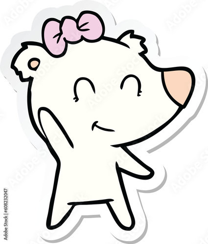 sticker of a female polar bear cartoon