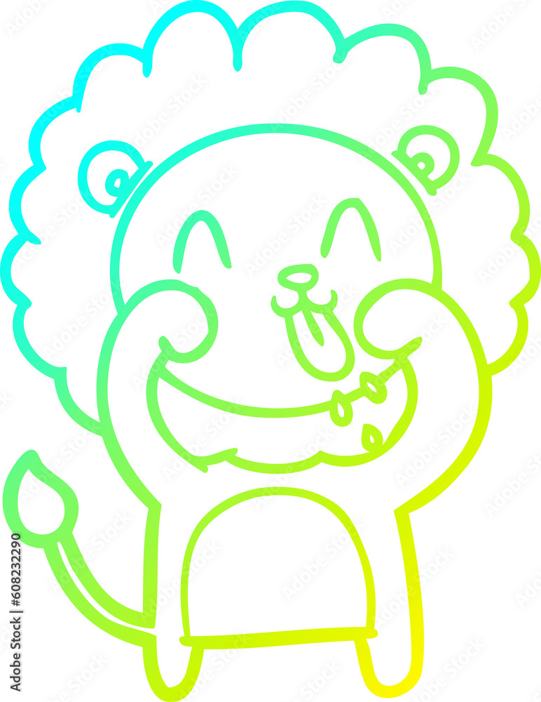 cold gradient line drawing of a happy cartoon lion cold gradient line drawing of a happy cartoon lion