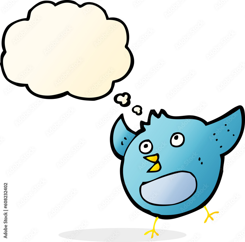 cartoon happy bird with thought bubble cartoon happy bird with thought bubble