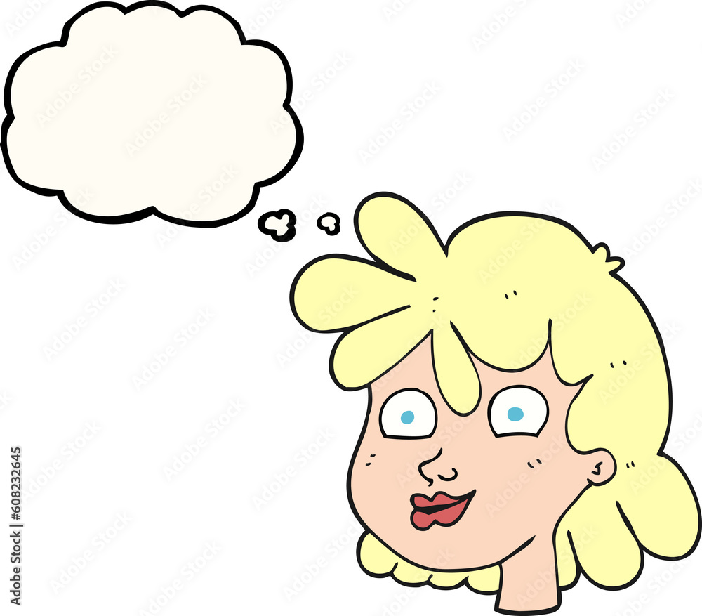 freehand drawn thought bubble cartoon female face freehand drawn thought bubble cartoon female face