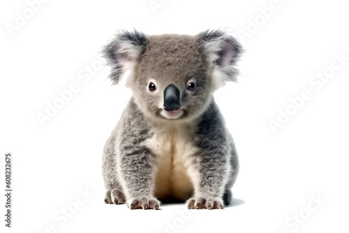 close up of a koala isolated on transparent background. genarative ai