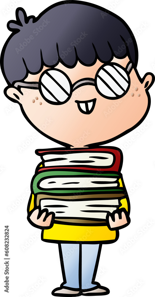 cartoon nerd boy with spectacles and book cartoon nerd boy with spectacles and book