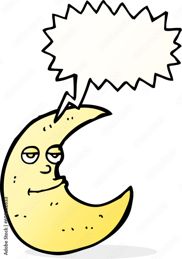 Obraz premium happy cartoon moon with speech bubble