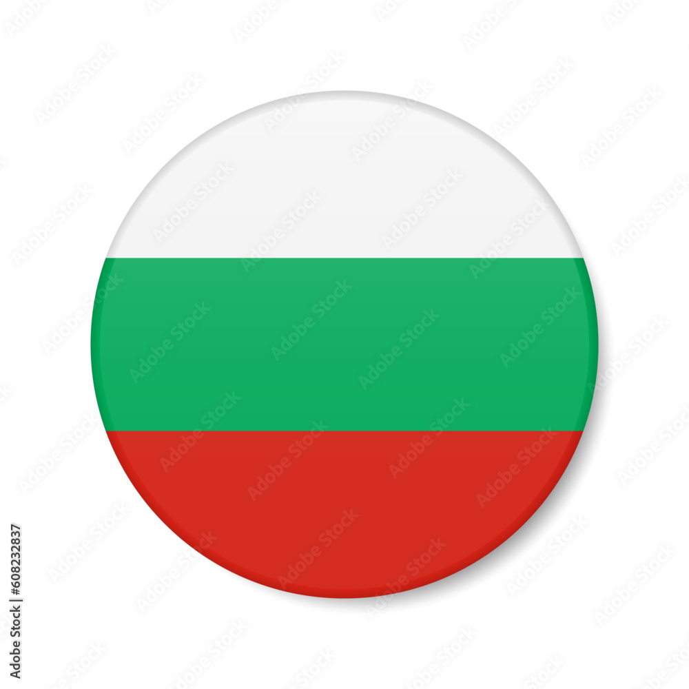 Bulgaria circle button icon. Bulgarian round badge flag. 3D realistic isolated vector illustration Bulgaria circle button icon. Bulgarian round badge flag. 3D realistic isolated vector illustration