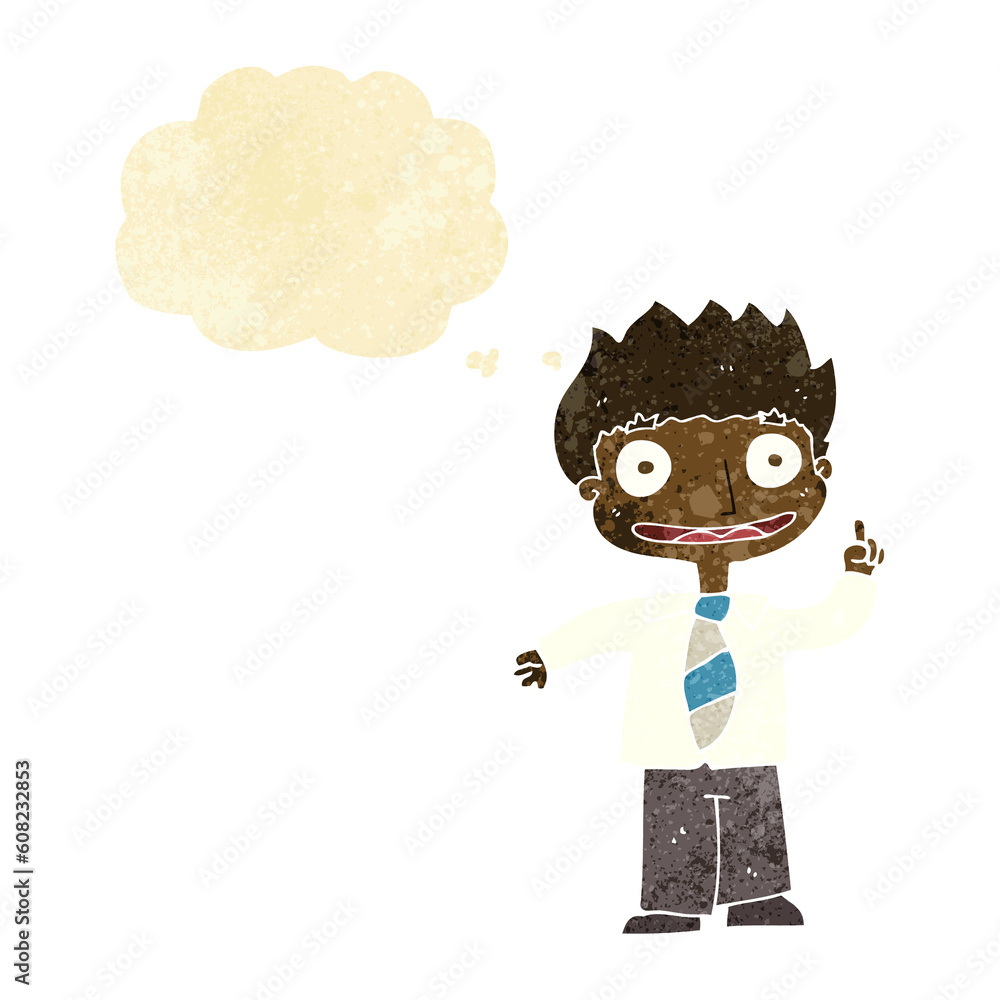 Naklejka premium cartoon man with idea with thought bubble