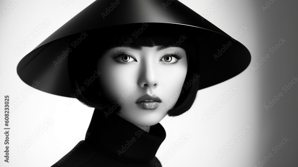 Illustration of a woman and abstract art, AI Generated Illustration of a woman and abstract art, AI Generated