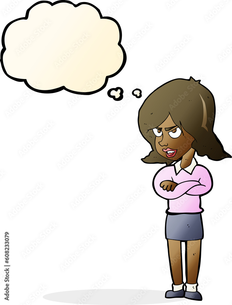 cartoon angry woman with thought bubble cartoon angry woman with thought bubble