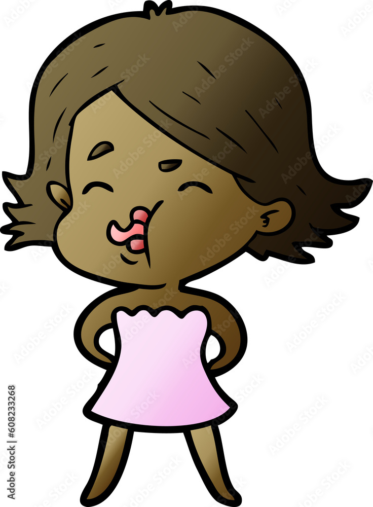 cartoon girl pulling face cartoon girl pulling face