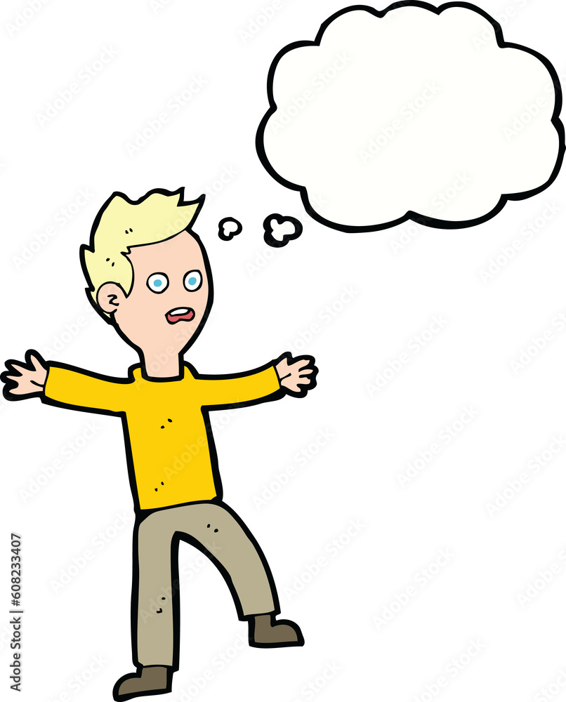 cartoon startled boy with thought bubble cartoon startled boy with thought bubble
