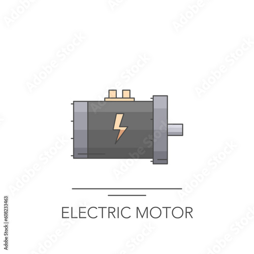 Electric motor icon. Outline colorful icon of motor on white. Vector illustration