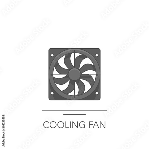 Car cooling fan icon. Outline colorful icon of cooling fan on white. Vector illustration