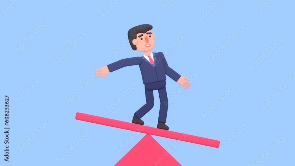 2d animation of a businessman balancing on the scale 2d animation of a businessman balancing on the scale
