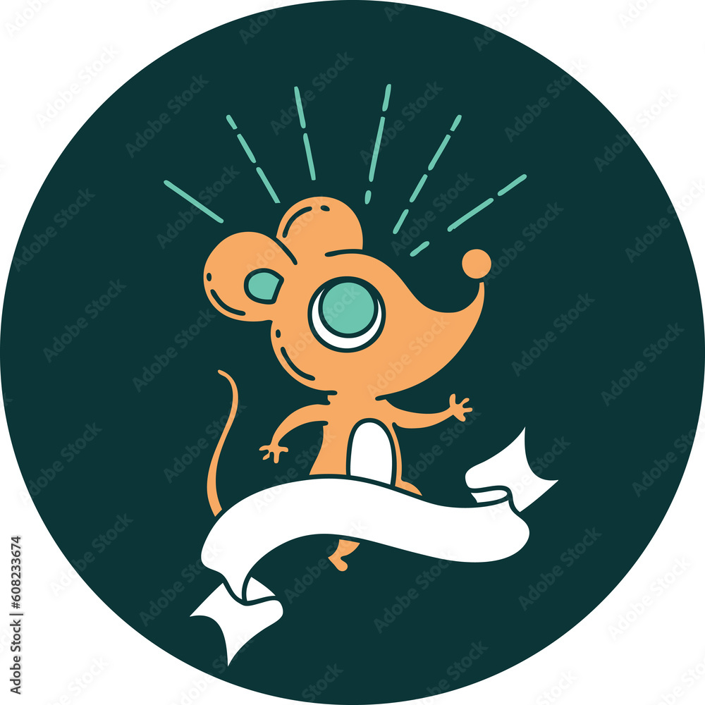 Obraz premium icon of a tattoo style mouse character