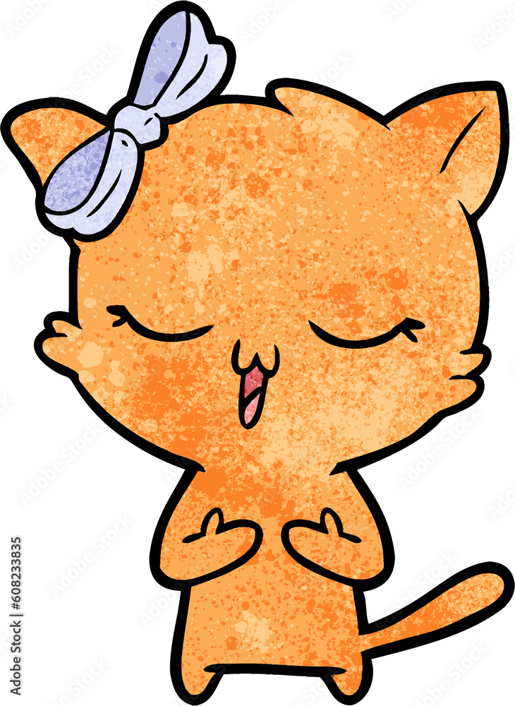 cartoon cat with bow on head cartoon cat with bow on head