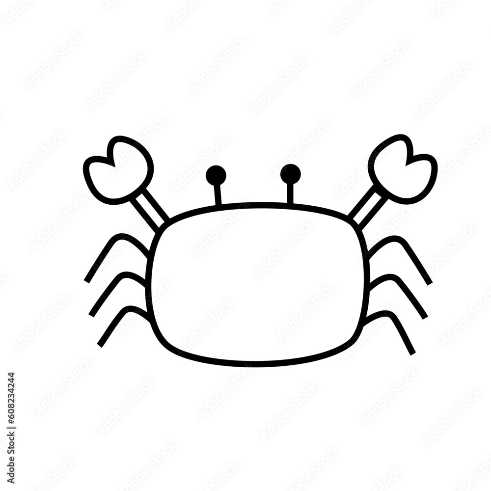 Cartoon crab icon. Outline. vector illustration. Cartoon crab icon. Outline. vector illustration.