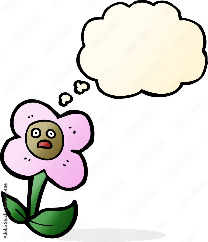 cartoon flower with face with thought bubble cartoon flower with face with thought bubble