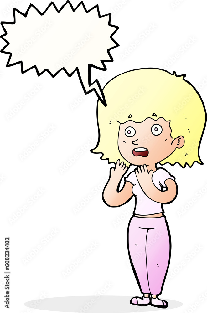 cartoon shocked woman with speech bubble cartoon shocked woman with speech bubble