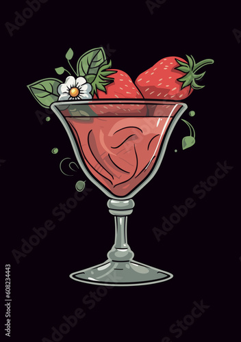  Strawberry daiquiri - art nouveau - isolated on dark background