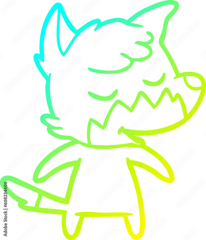 cold gradient line drawing of a friendly cartoon fox cold gradient line drawing of a friendly cartoon fox