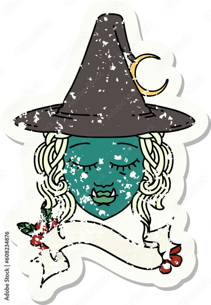Retro Tattoo Style half orc witch character face Retro Tattoo Style half orc witch character face