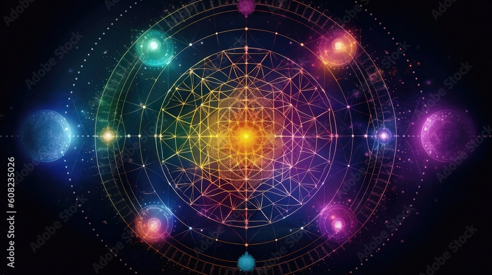 Within the realm of sacred geometry, geometric shapes and intricate patterns weave together, embodying the cosmic order that underlies the fabric of existence. Generated by AI.