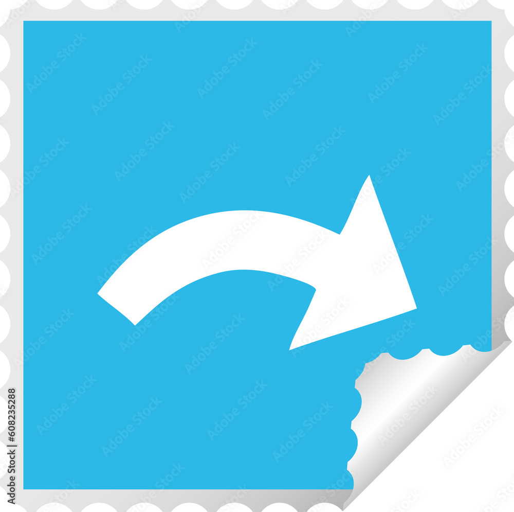 square peeling sticker cartoon of a pointing arrow square peeling sticker cartoon of a pointing arrow
