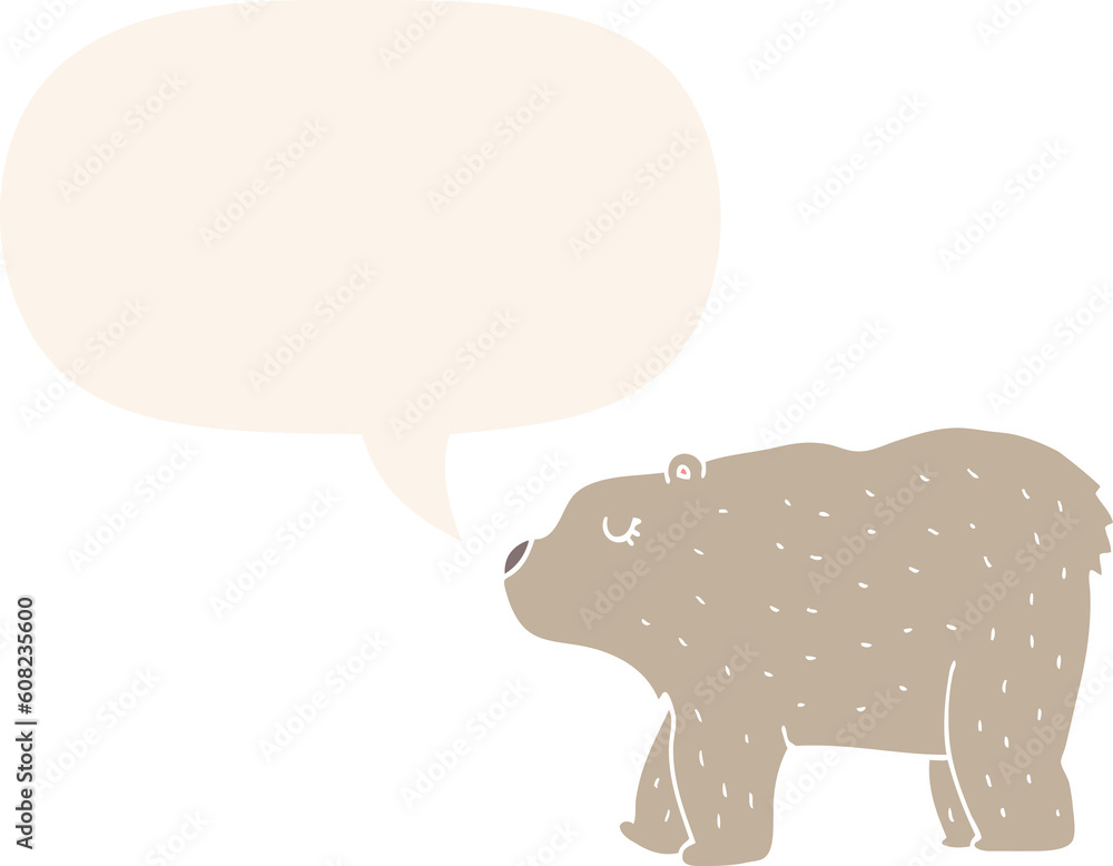 cartoon bear with speech bubble in retro style cartoon bear with speech bubble in retro style