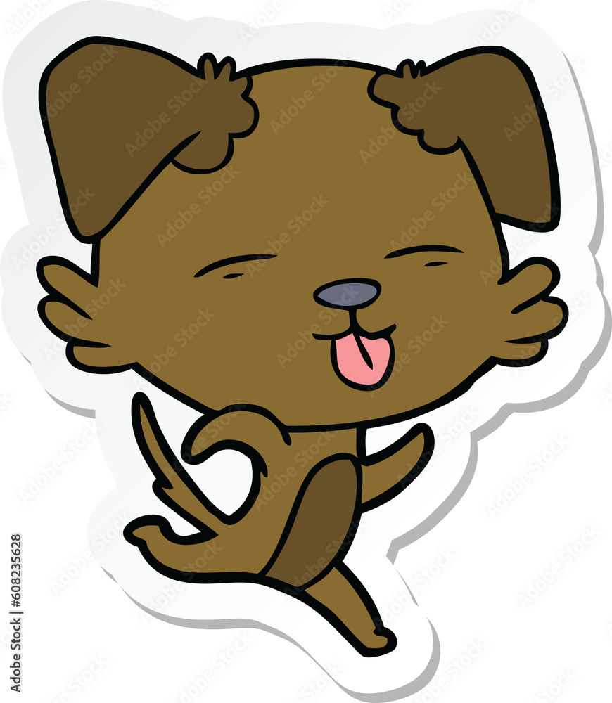 sticker of a cartoon dog sticking out tongue sticker of a cartoon dog sticking out tongue