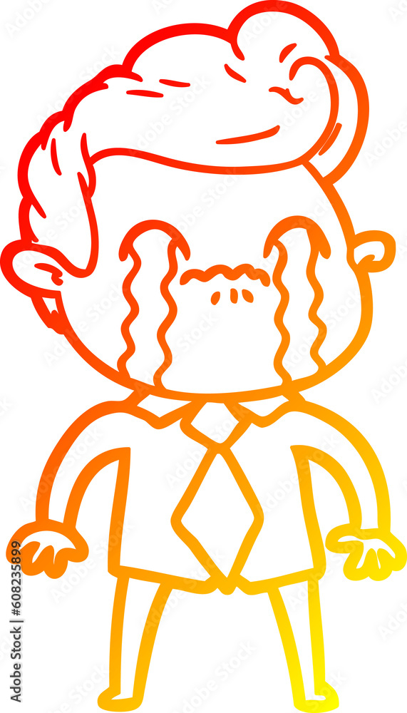 warm gradient line drawing of a cartoon man crying warm gradient line drawing of a cartoon man crying
