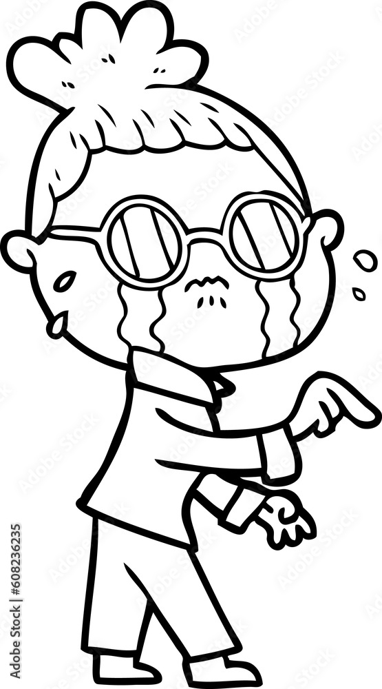 cartoon crying woman wearing spectacles cartoon crying woman wearing spectacles