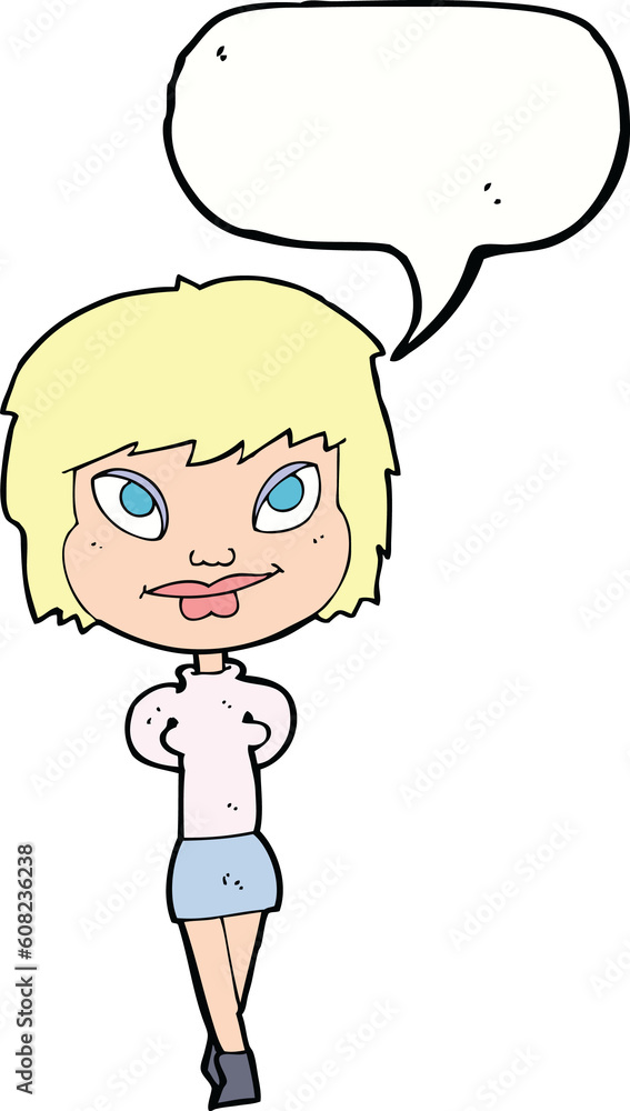cartoon happy woman with speech bubble cartoon happy woman with speech bubble