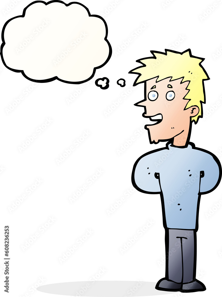 cartoon happy man with thought bubble cartoon happy man with thought bubble