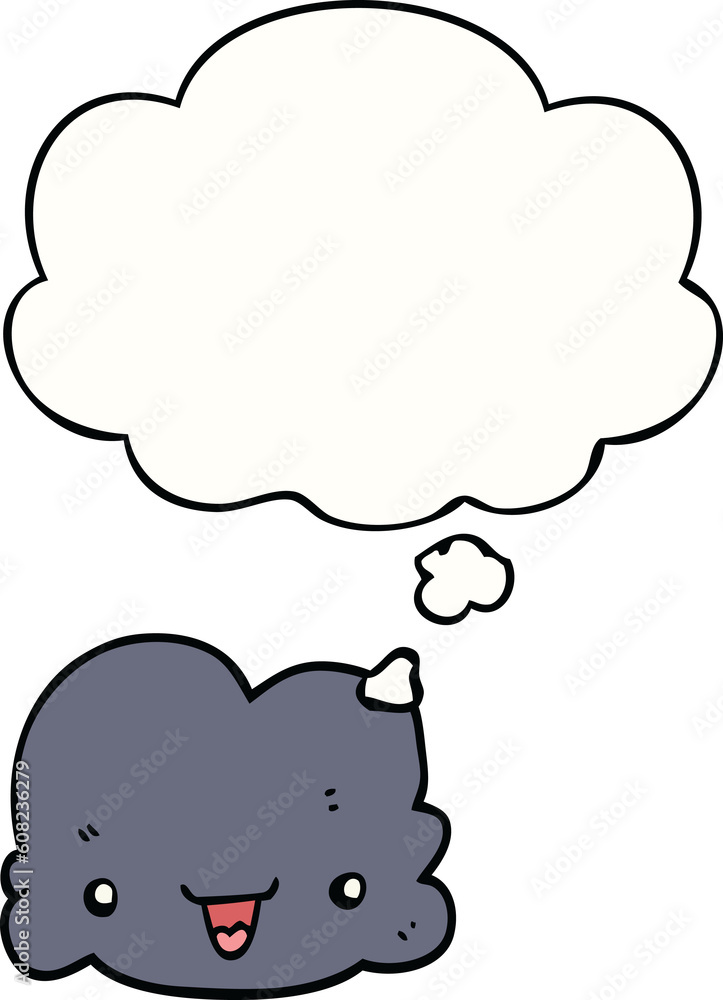 cartoon tiny happy cloud with thought bubble cartoon tiny happy cloud with thought bubble