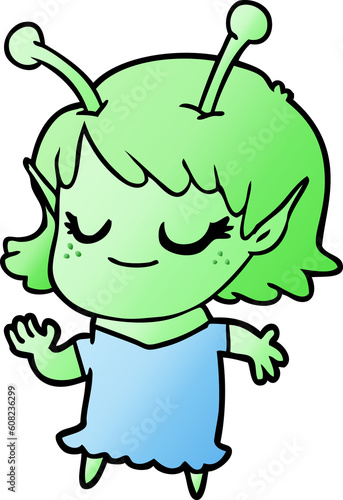 Wallpaper Mural smiling alien girl cartoon Torontodigital.ca