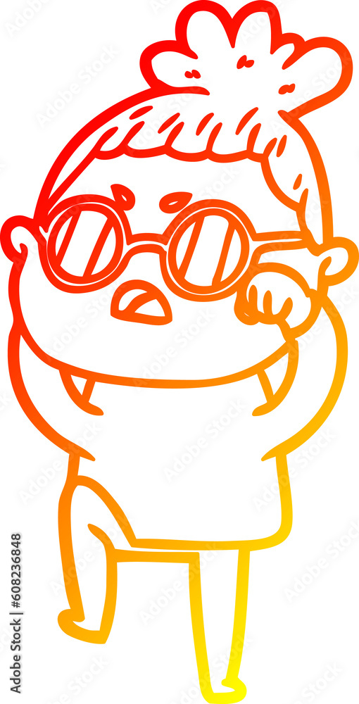 warm gradient line drawing of a cartoon annoyed woman warm gradient line drawing of a cartoon annoyed woman