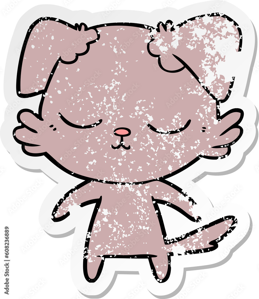 Obraz premium distressed sticker of a cute cartoon dog