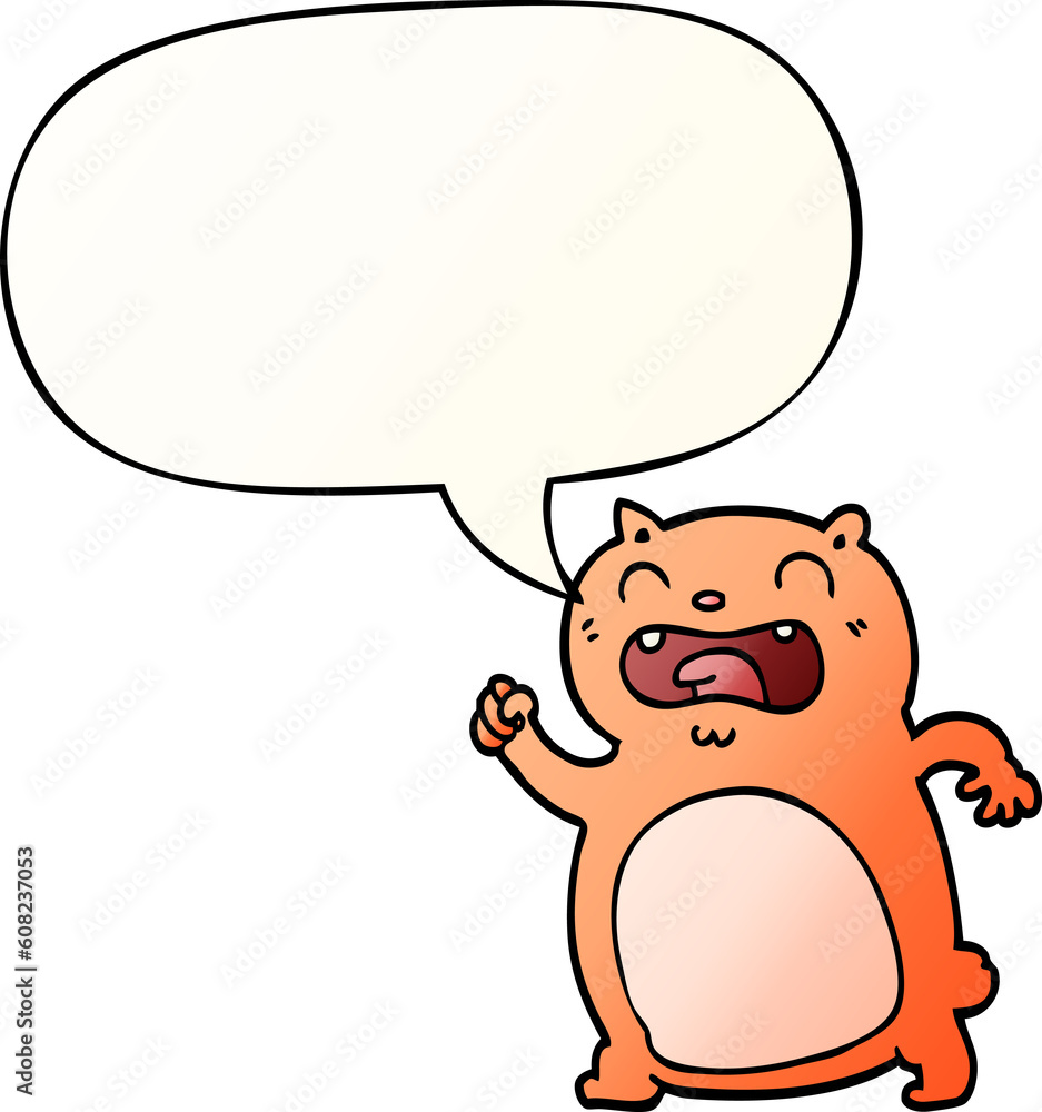 cartoon cat with speech bubble in smooth gradient style cartoon cat with speech bubble in smooth gradient style