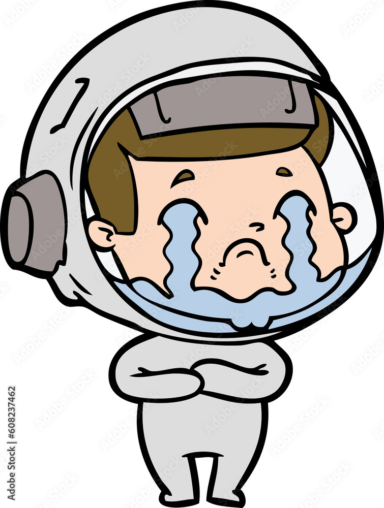 Fototapeta premium cartoon crying astronaut