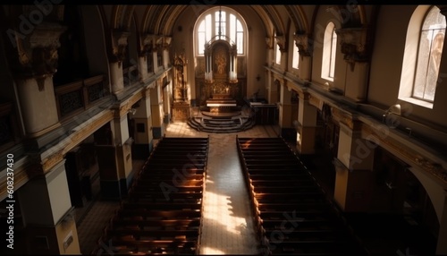 View of the churches from above. Holy churches. God's house. Inside the churches. Generative Ai