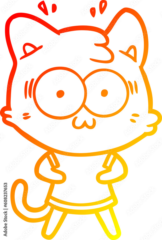 warm gradient line drawing of a cartoon surprised cat warm gradient line drawing of a cartoon surprised cat