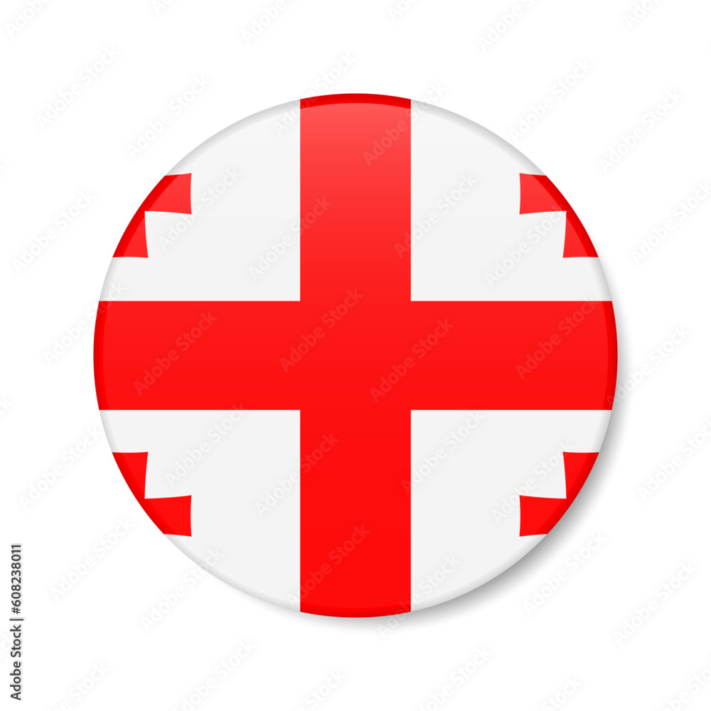 Fototapeta premium Georgia circle button icon. Georgian round badge flag. 3D realistic isolated vector illustration