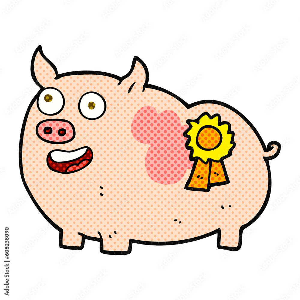 Naklejka premium freehand drawn cartoon prize winning pig