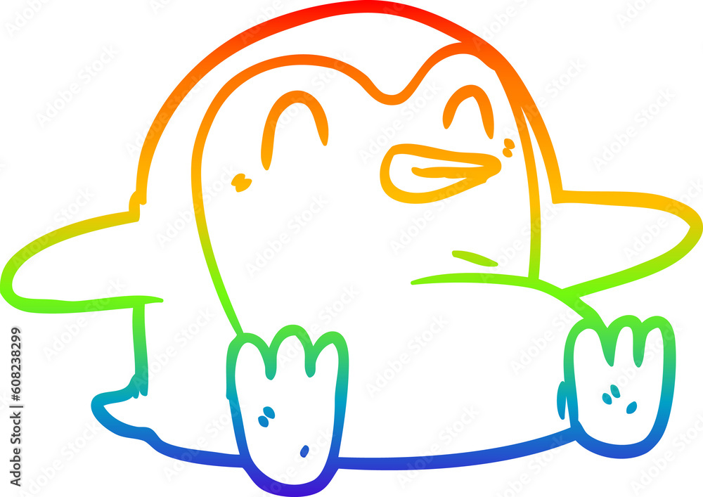 rainbow gradient line drawing of a penguin Cartoon rainbow gradient line drawing of a penguin Cartoon