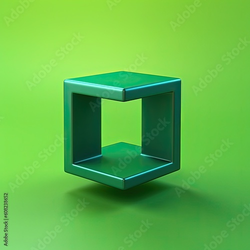 Abstract geometric figure on a green background. Created by AI.