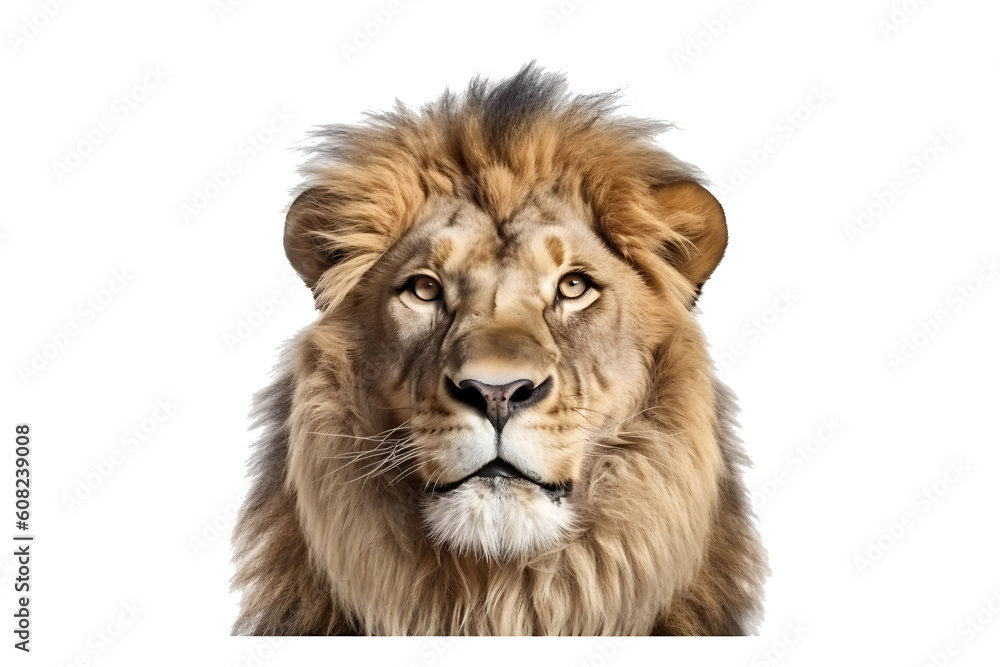 lion isolated on transparent background. genarative ai