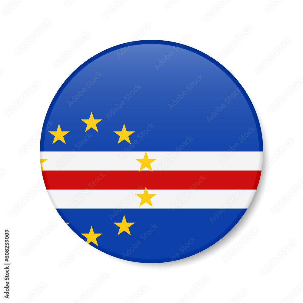 Cape Verde circle button icon. Cabo Verde round badge flag. 3D realistic isolated vector illustration Cape Verde circle button icon. Cabo Verde round badge flag. 3D realistic isolated vector illustration
