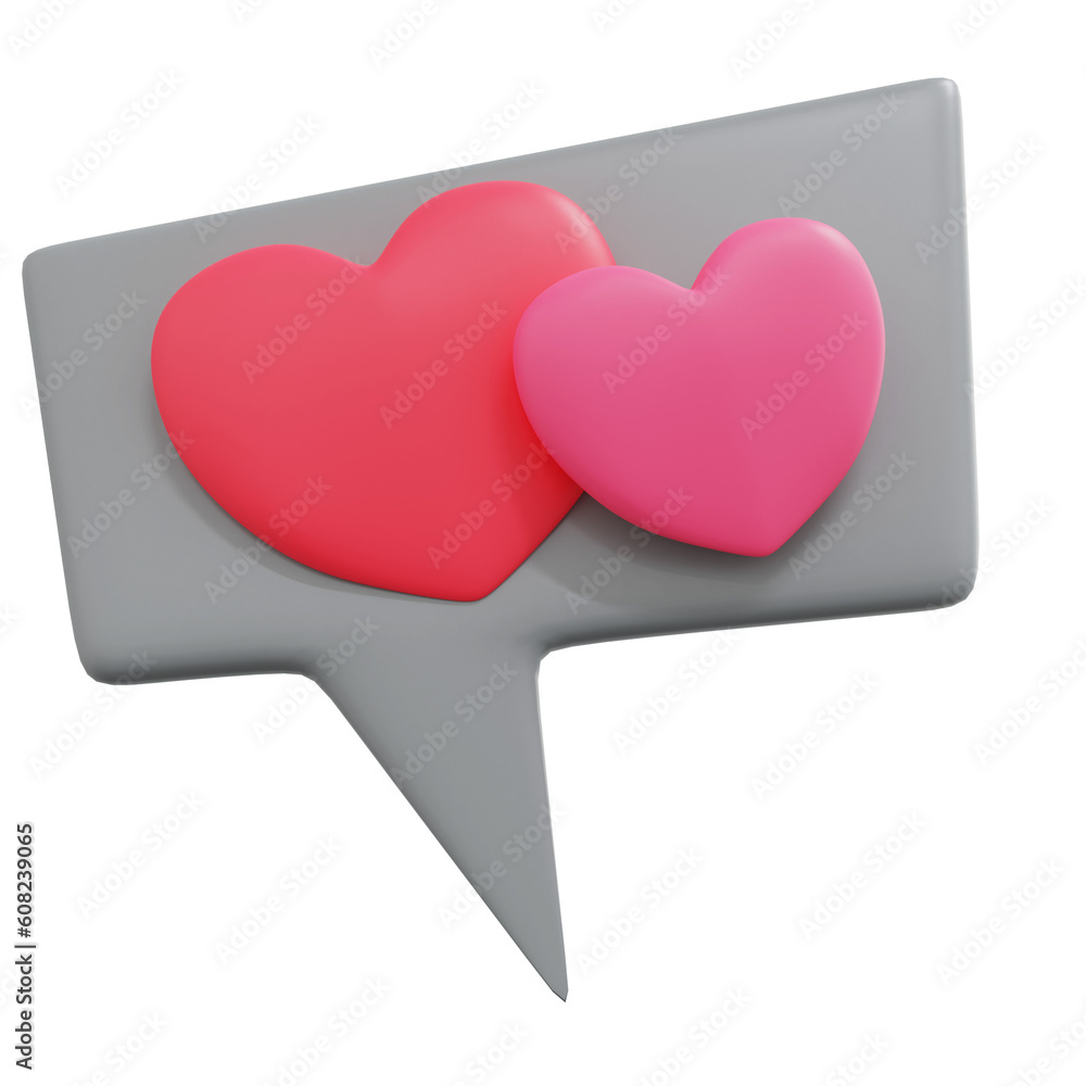 3D rendering love message speech bubble isolated 3D rendering love message speech bubble isolated